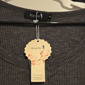 Kissfix Gray Ribbed Top